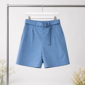 Zara Sky Blue High-Waist Belted Bermuda Shorts Waist 30 Inseam 8
